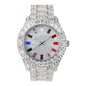 Urban Iced-Out Rainbow Dial 44mm Metal Band Watch - 8719R-MB