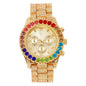 Urban Iced-Out Rainbow Dial 44mm Metal Band Watch - 8719R2-MB
