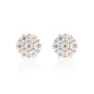 8mm floral moissanite cluster earrings in sterling silver with sparkling round stones.