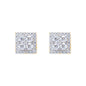 8mm moissanite cluster earrings with 0.65ct diamonds in sterling silver square halo design.