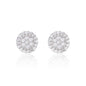 8mm Moissanite cluster earrings with 0.48ct diamonds in round sterling silver halo design.