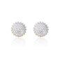 8mm round moissanite cluster earrings with 0.48ct diamonds in gold-plated sterling silver.