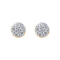 7mm round moissanite cluster earrings with 0.58ct diamonds in gold-plated sterling silver front view.