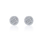 7mm moissanite cluster earrings in sterling silver with square-center diamond pattern front view.