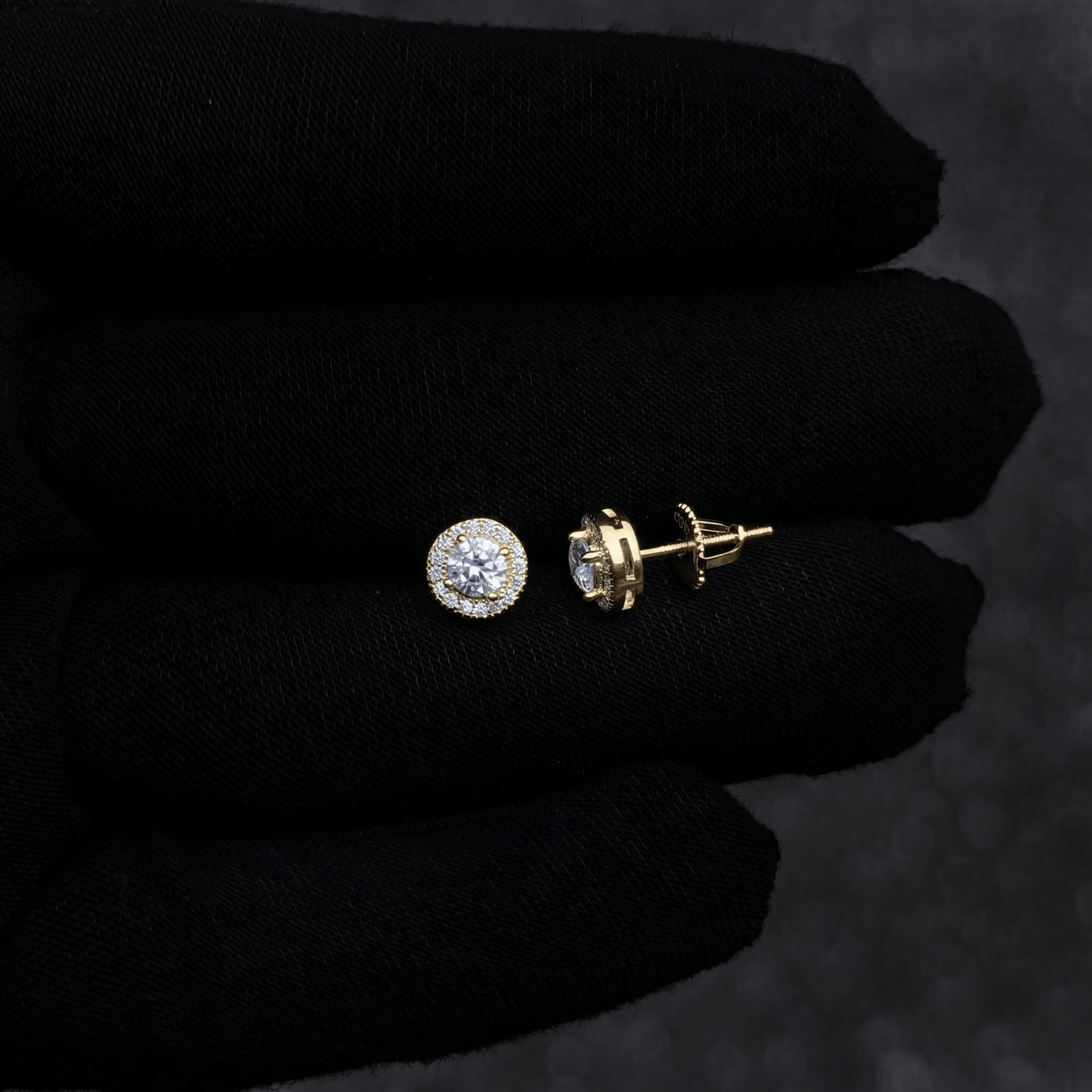 7mm Round Moissanite Cluster Earrings, 0.82ct Diamond Studs in White Gold