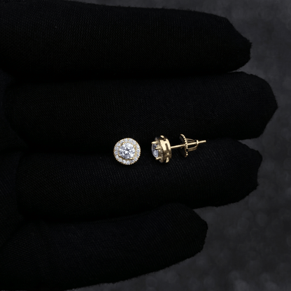 7mm Round Moissanite Cluster Earrings, 0.82ct Diamond Studs in White Gold