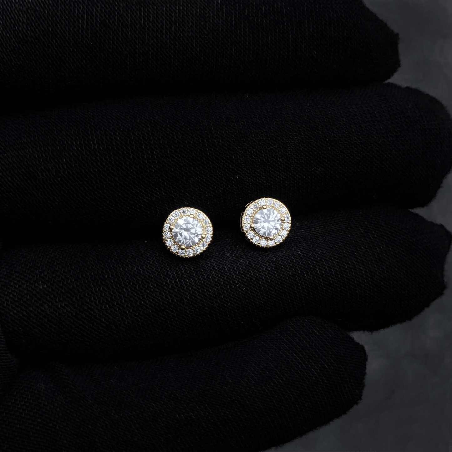 7mm Round Moissanite Cluster Earrings, 0.82ct Diamond Studs in White Gold