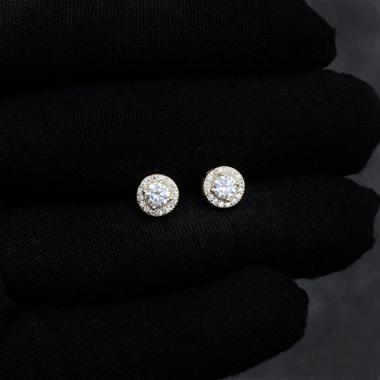 7mm Round Moissanite Cluster Earrings, 0.82ct Diamond Studs in White Gold
