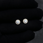 7mm Round Moissanite Cluster Earrings, 0.82ct Diamond Studs in White Gold