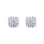 7mm square moissanite cluster earrings with radiant 0.71ct diamond arrangement.