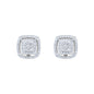 Front-facing view of 10mm Moissanite cluster earrings featuring 0.66ct diamond studs in silver halo.