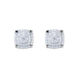 9mm moissanite cluster earrings with 0.5ct diamond studs in polished sterling silver setting.