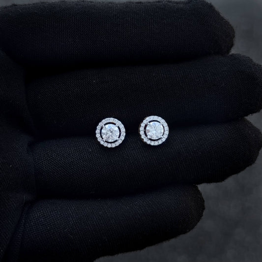 8mm Moissanite Cluster Earrings, 1.18ct Diamond Studs in Sterling Silver
