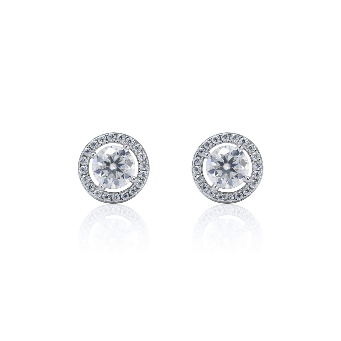 8mm Moissanite Cluster Earrings, 1.18ct Diamond Studs in Sterling Silver