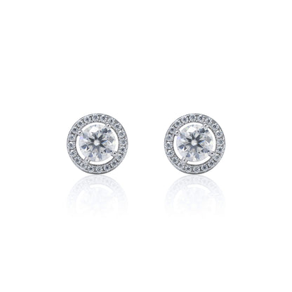 8mm Moissanite Cluster Earrings, 1.18ct Diamond Studs in Sterling Silver
