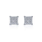 Sterling silver 6mm Moissanite cluster stud earrings with square prong design on white background