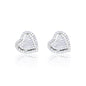 12mm sterling silver heart moissanite cluster earrings with sparkling pavé diamond accents.