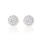 8mm gold moissanite cluster earrings with multi-row pavé diamonds in round shape.