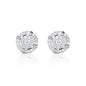 8mm halo moissanite cluster earrings in sterling silver with double-row pavé diamond detailing.