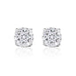 5mm Moissanite diamond cluster earrings in polished sterling silver cushion-shaped setting.