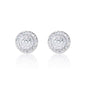 8mm round Moissanite cluster diamond stud earrings in polished sterling silver setting.