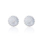 8mm round moissanite cluster earrings featuring 0.48ct diamonds in polished sterling silver.