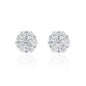 Bright sterling silver 10mm moissanite cluster earrings featuring round 0.96ct diamond studs.