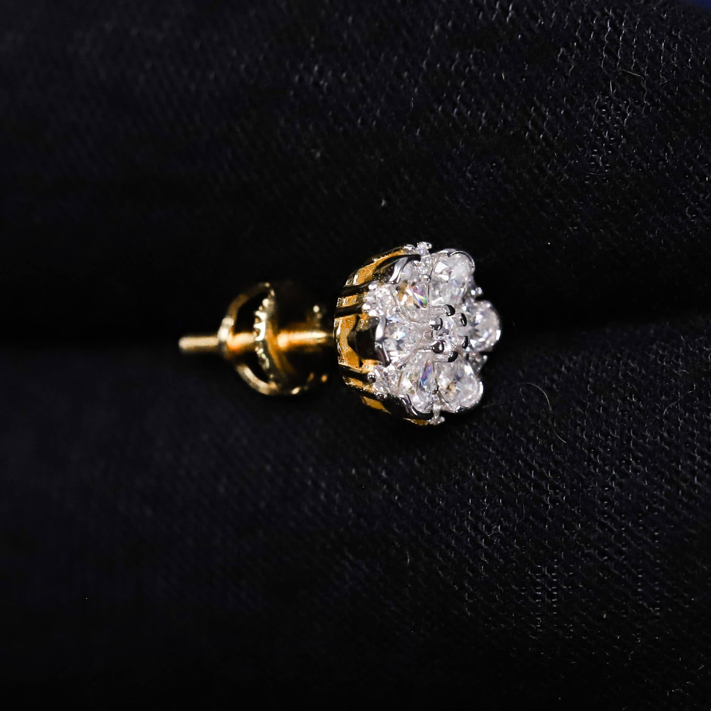 Diamond earring on a black background