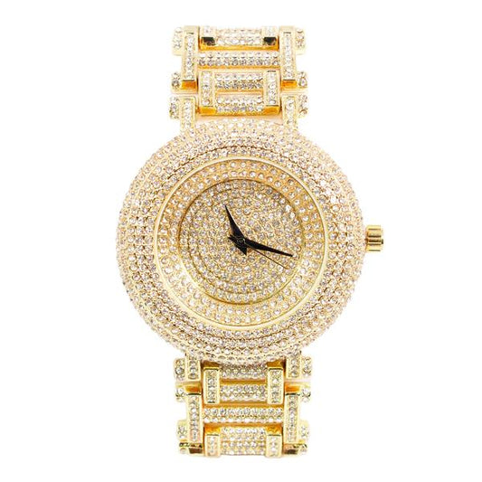 Urban Iced-Out Full Stone Metal Band Watch - 9108-MB