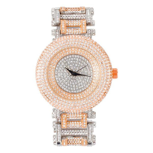Urban Iced-Out Full Stone Metal Band Watch - 9108-MB
