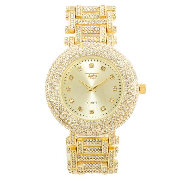 Urban Iced-Out Full Stone Metal Band Watch - 9109-MB