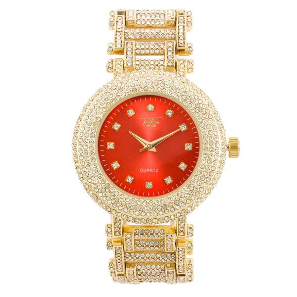 Urban Iced-Out Full Stone Metal Band Watch - 9109-MB