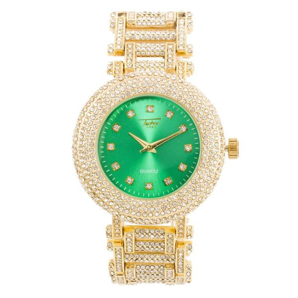 Urban Iced-Out Full Stone Metal Band Watch - 9109-MB