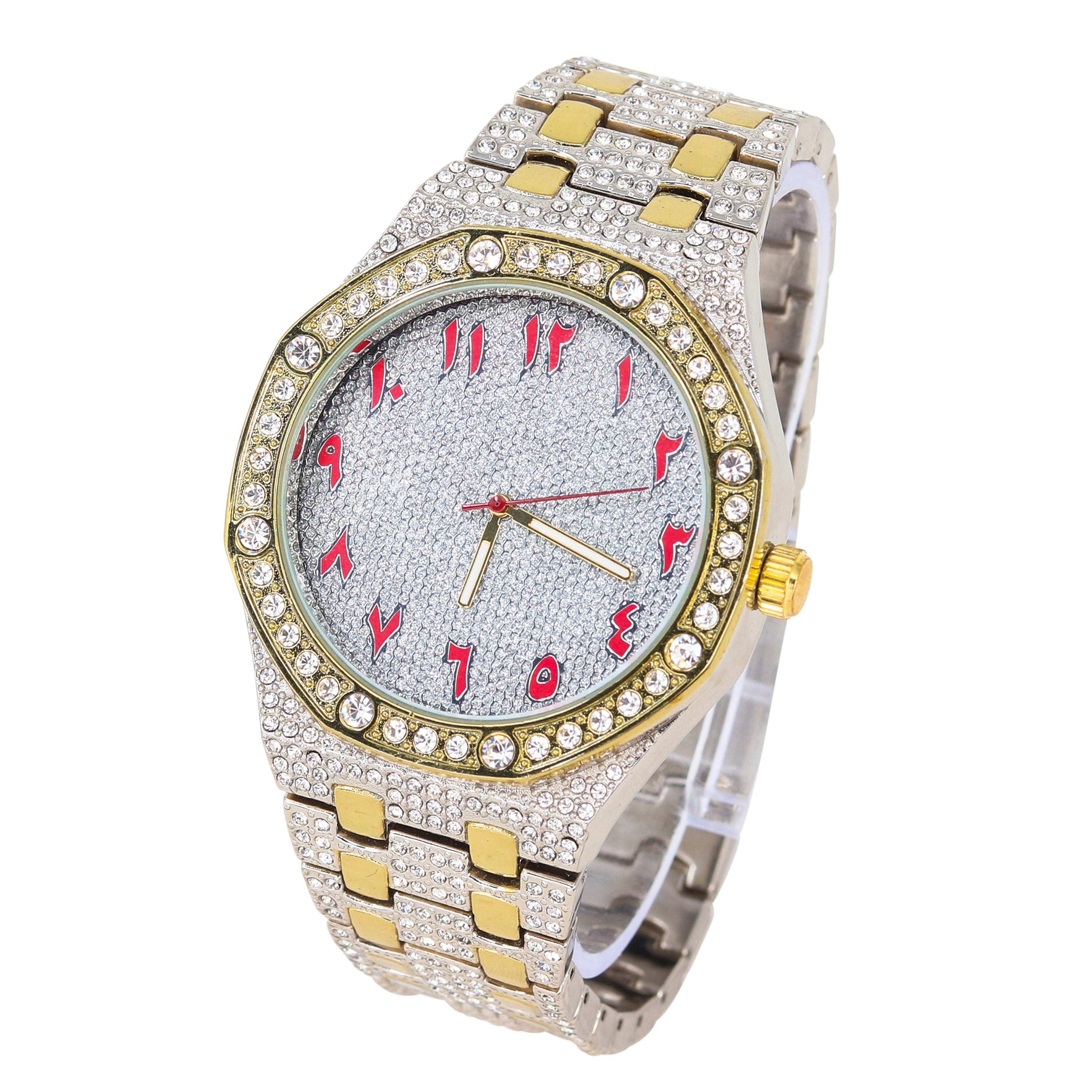 46mm Octagon Arab Dial Watch Two Tone Red