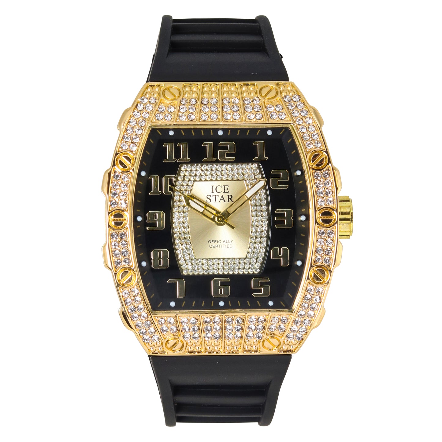 Iced Out 42.5mm Tonneau Watch - 9184-SB