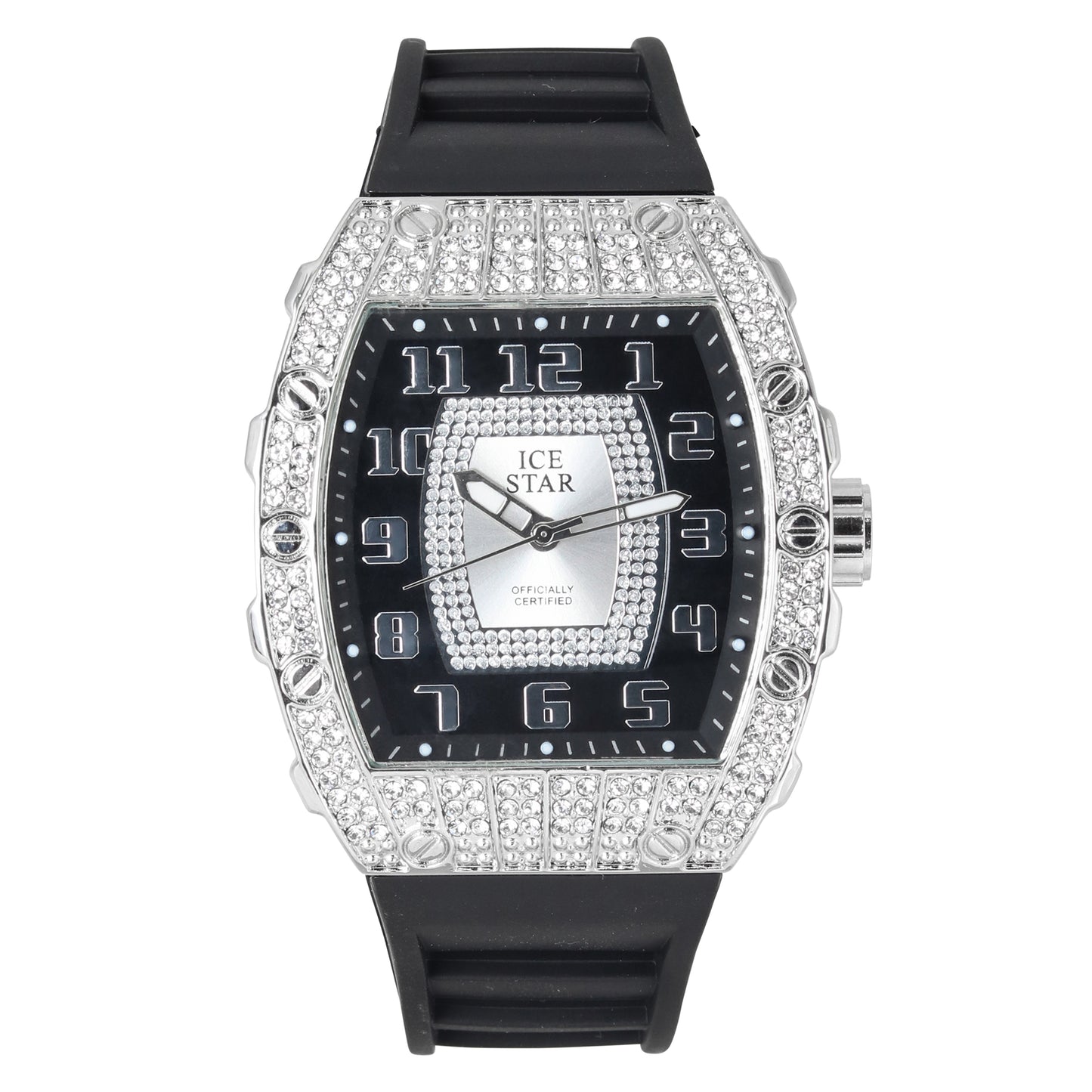 Iced Out 42.5mm Tonneau Watch - 9184-SB