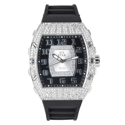 Iced Out 42.5mm Tonneau Watch - 9184-SB
