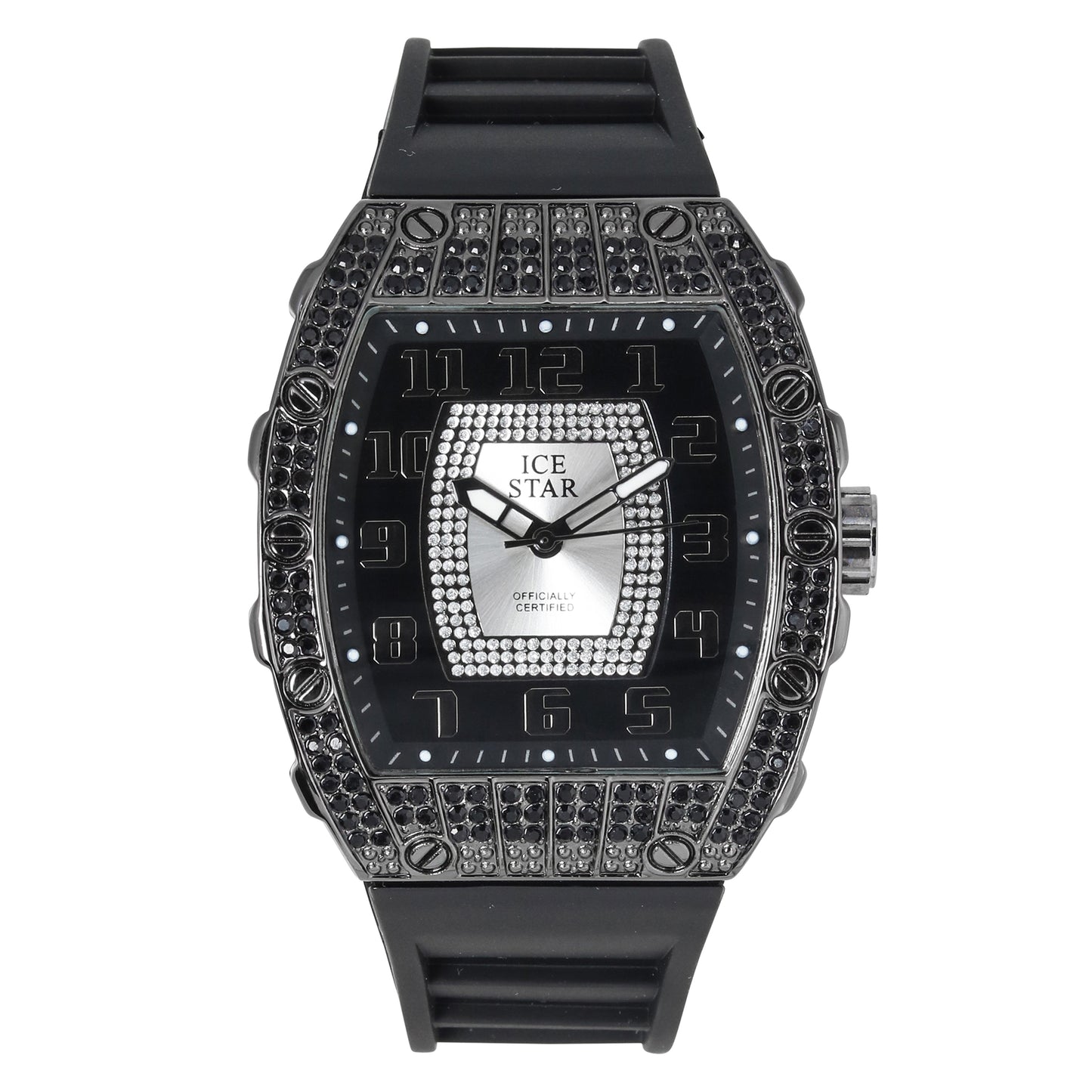 Iced Out 42.5mm Tonneau Watch - 9184-SB
