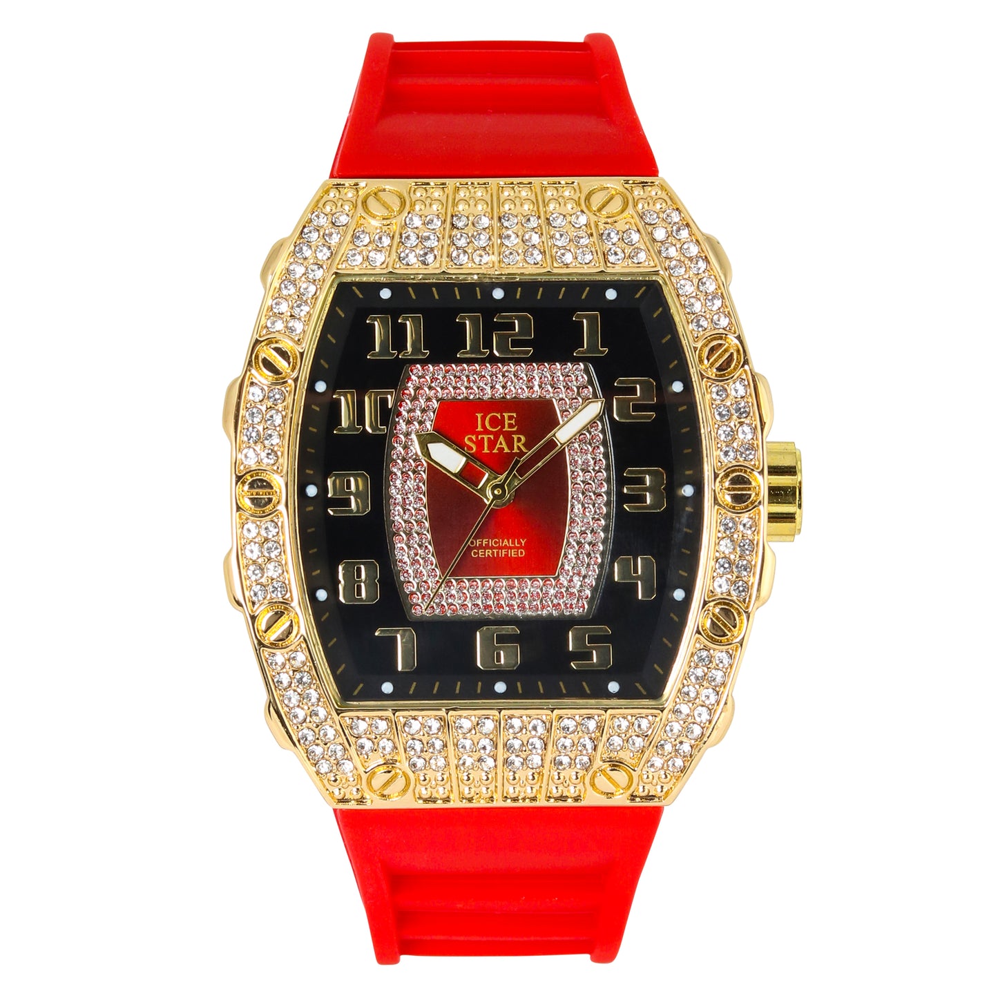 Iced Out 42.5mm Tonneau Watch - 9184-SB