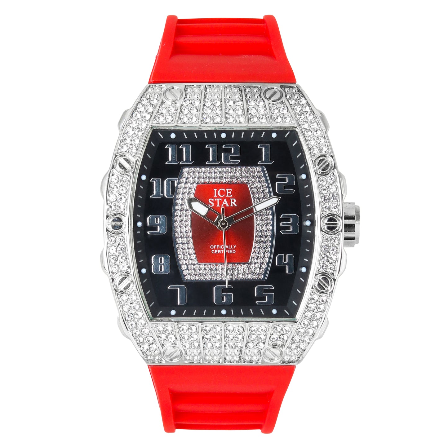 Iced Out 42.5mm Tonneau Watch - 9184-SB