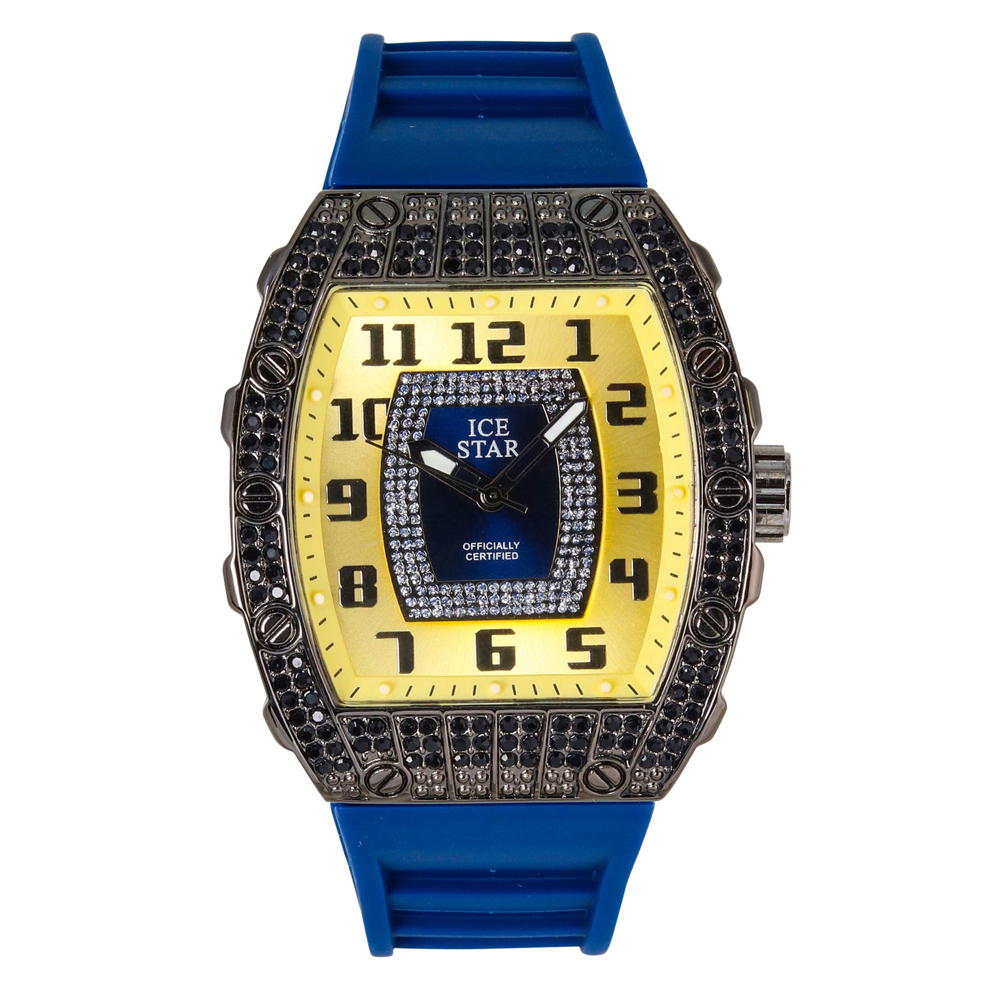 Iced Out 42.5mm Tonneau Watch - 9184-SB