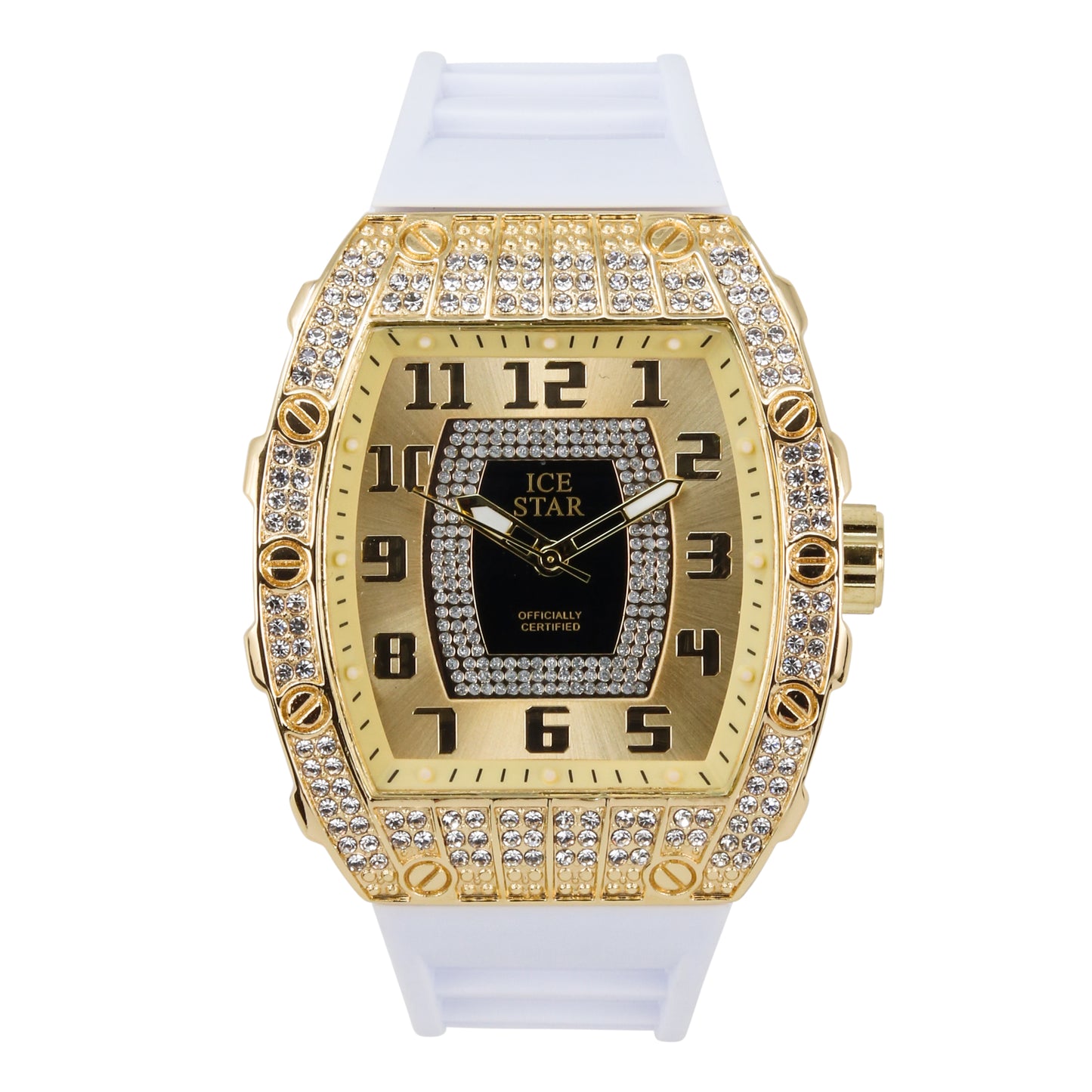 Iced Out 42.5mm Tonneau Watch - 9184-SB