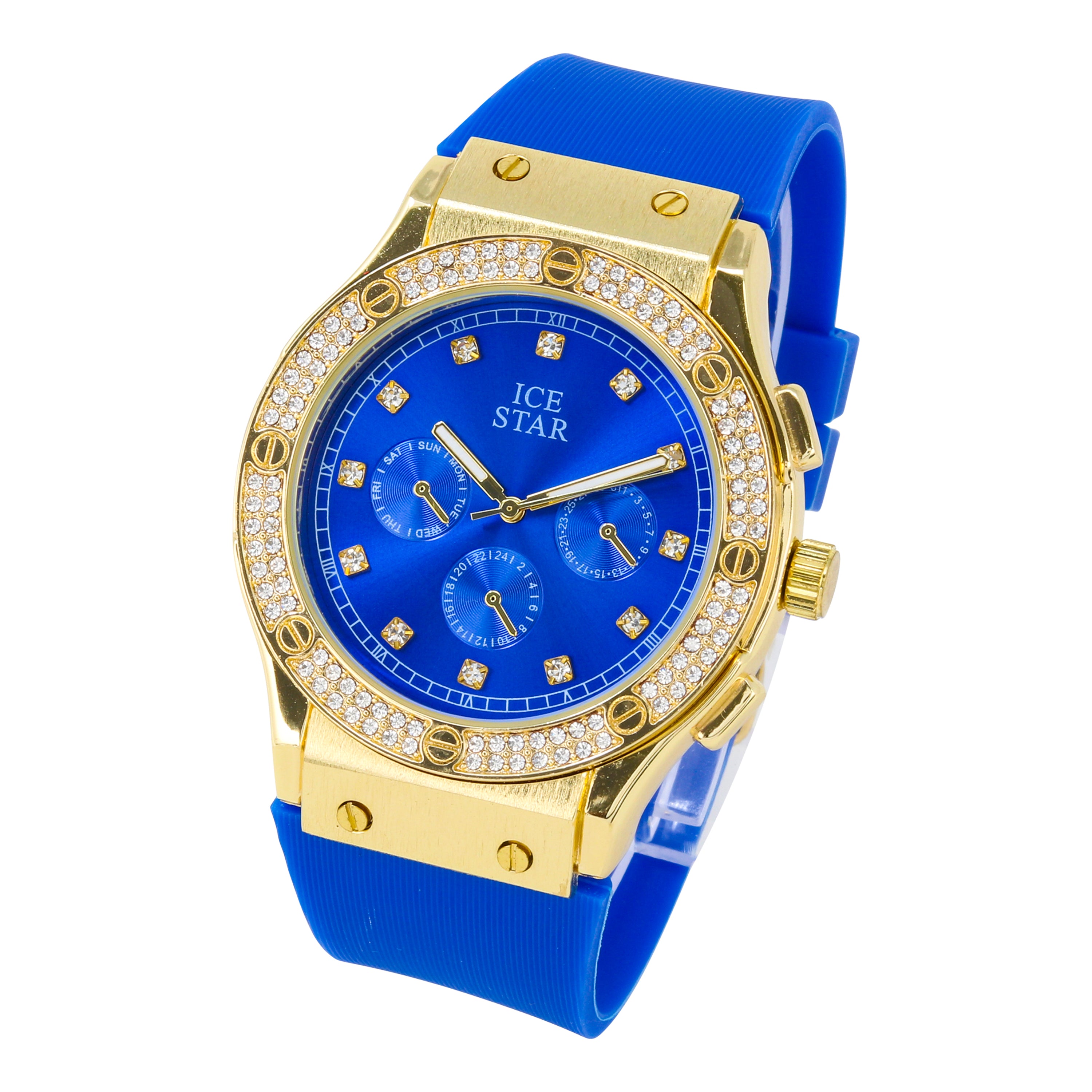 Men's Round Silicone Band Watch 45mm Gold