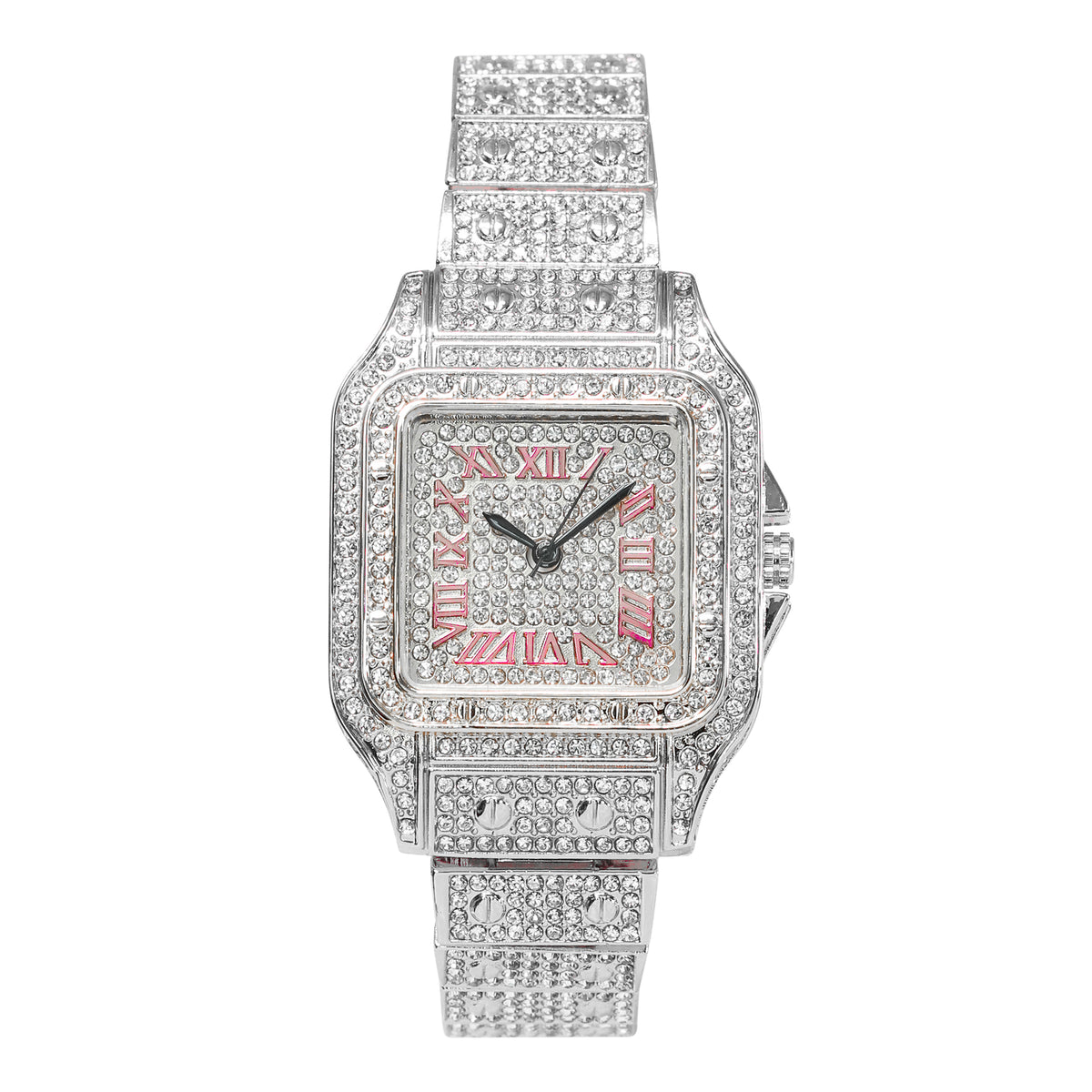 Ladies Iced-Out 34mm Metal Band Watch - 9204L-MB
