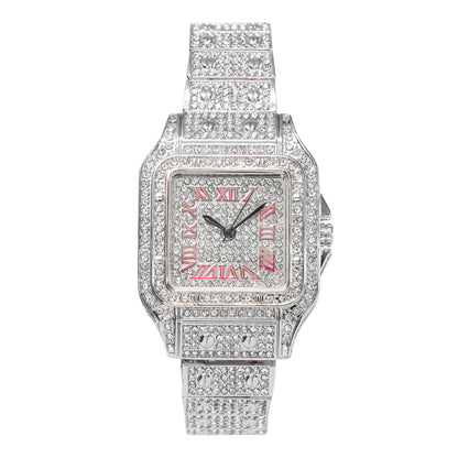 Ladies Iced-Out 34mm Metal Band Watch - 9204L-MB