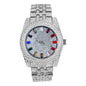 Urban Iced-Out Rainbow Dial 42mm Metal Band Watch - 9480A-MB