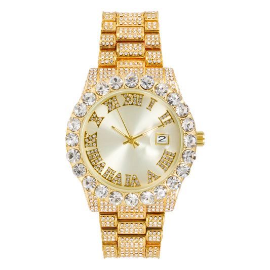 Urban Iced Out 43mm Metal Band Watch - 9482A-MB