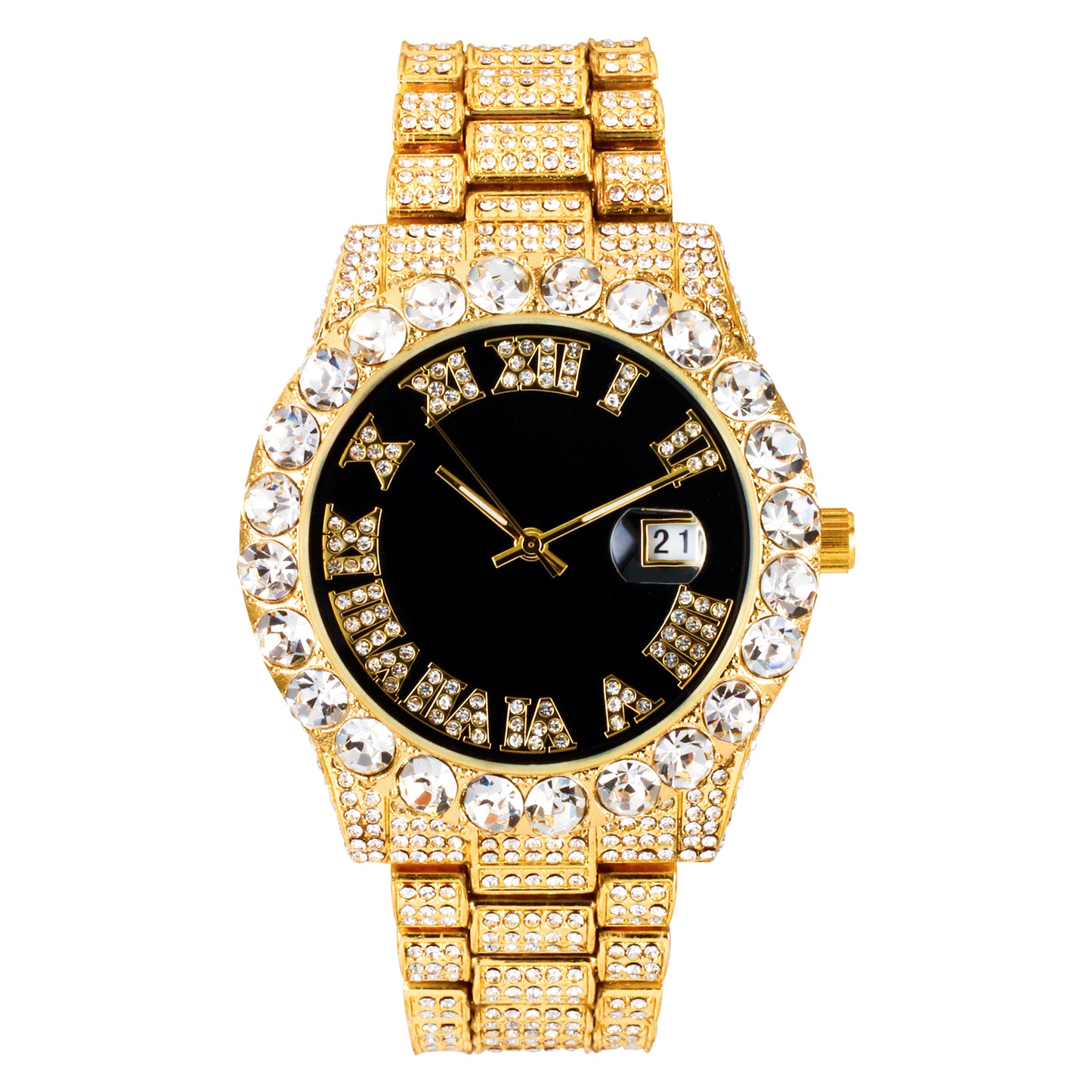 Urban Iced Out 43mm Metal Band Watch - 9482A-MB