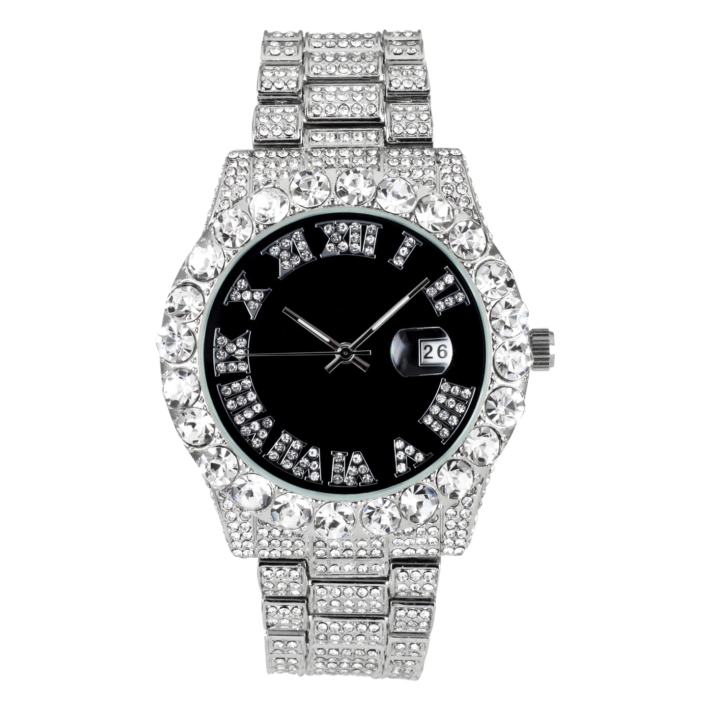 Urban Iced Out 43mm Metal Band Watch - 9482A-MB