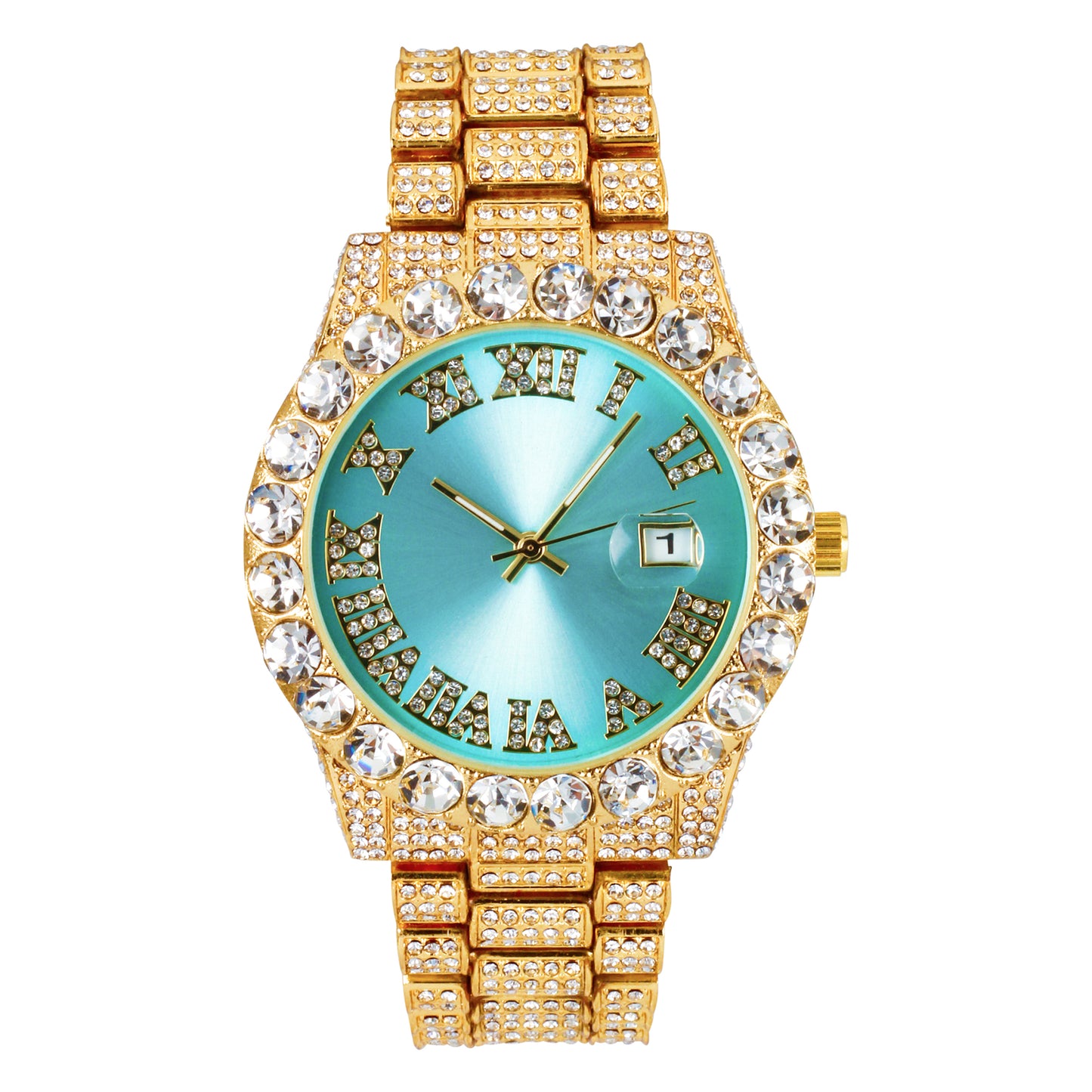 Urban Iced Out 43mm Metal Band Watch - 9482A-MB